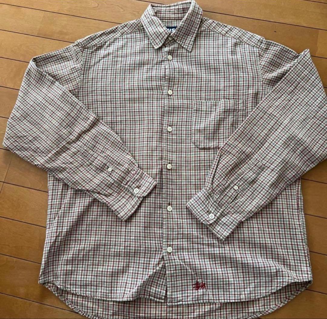 激レア90s old stussy チェック柄 長袖シャツ