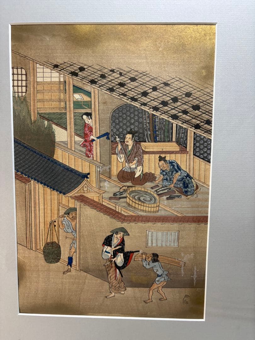 #狩野吉信 作品「職人尽図屏風」額装アート