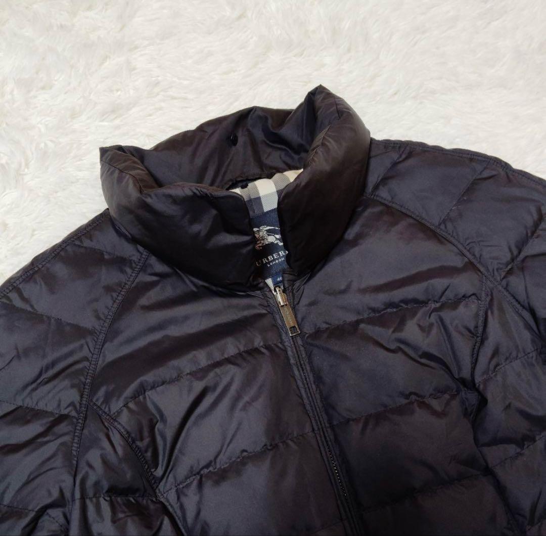 美品 バーバリー ロンドン ダウンジャケット 46 3XL 黒 ノバチェック