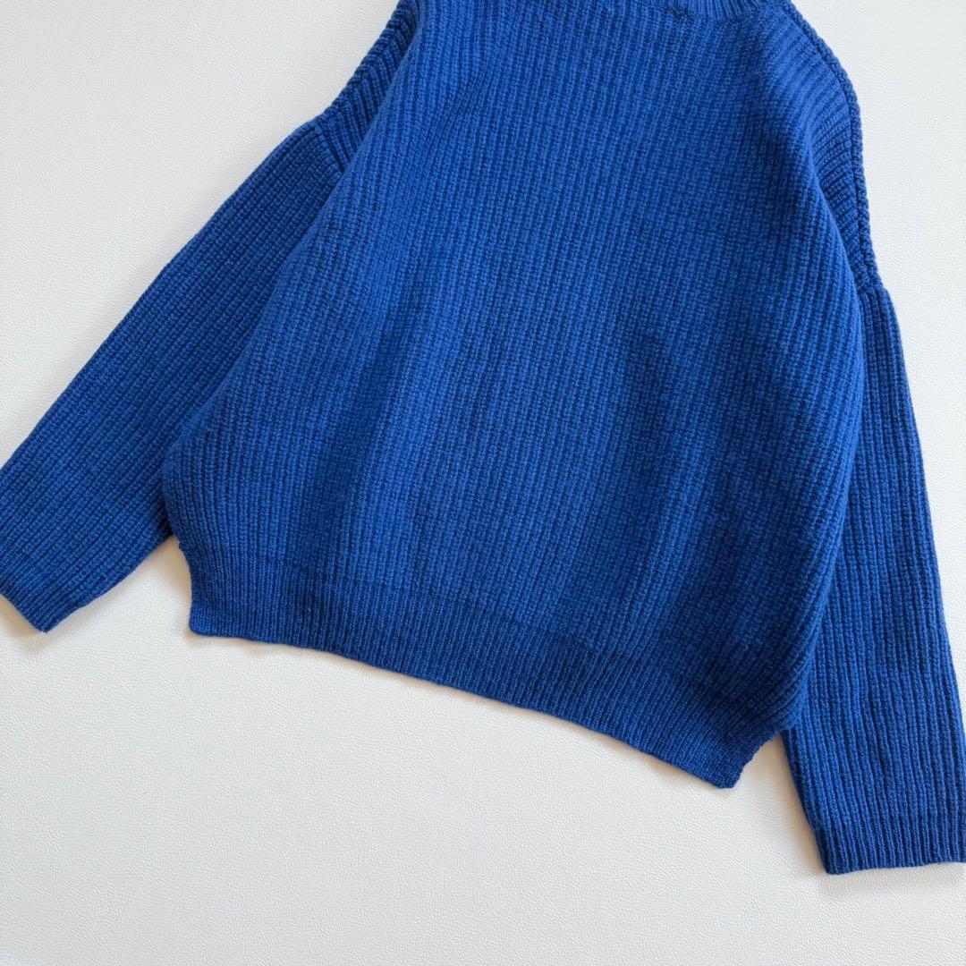 希少✨エンフォルド ワイド畦編みニット 厚手ウール生地 鮮やかブルー