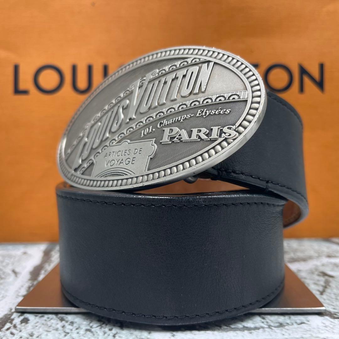 ルイヴィトン エルドラド シルバープレート レザー 黒 ブラック95サイズ