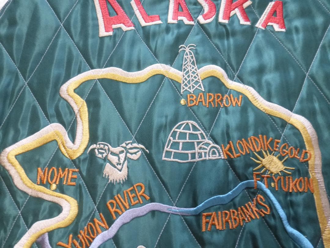 ☆テーラー東洋◆スカジャン《 ポーラーベア × アラスカマップ 》別珍XL☆