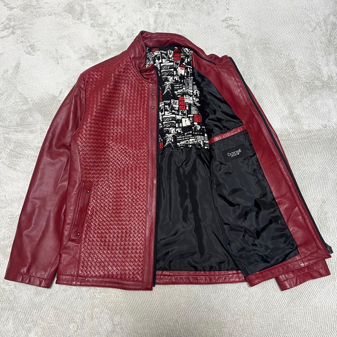 Barassi バラシ レザージャケット 羊革 赤 革ジャン ライダース - メルカリ