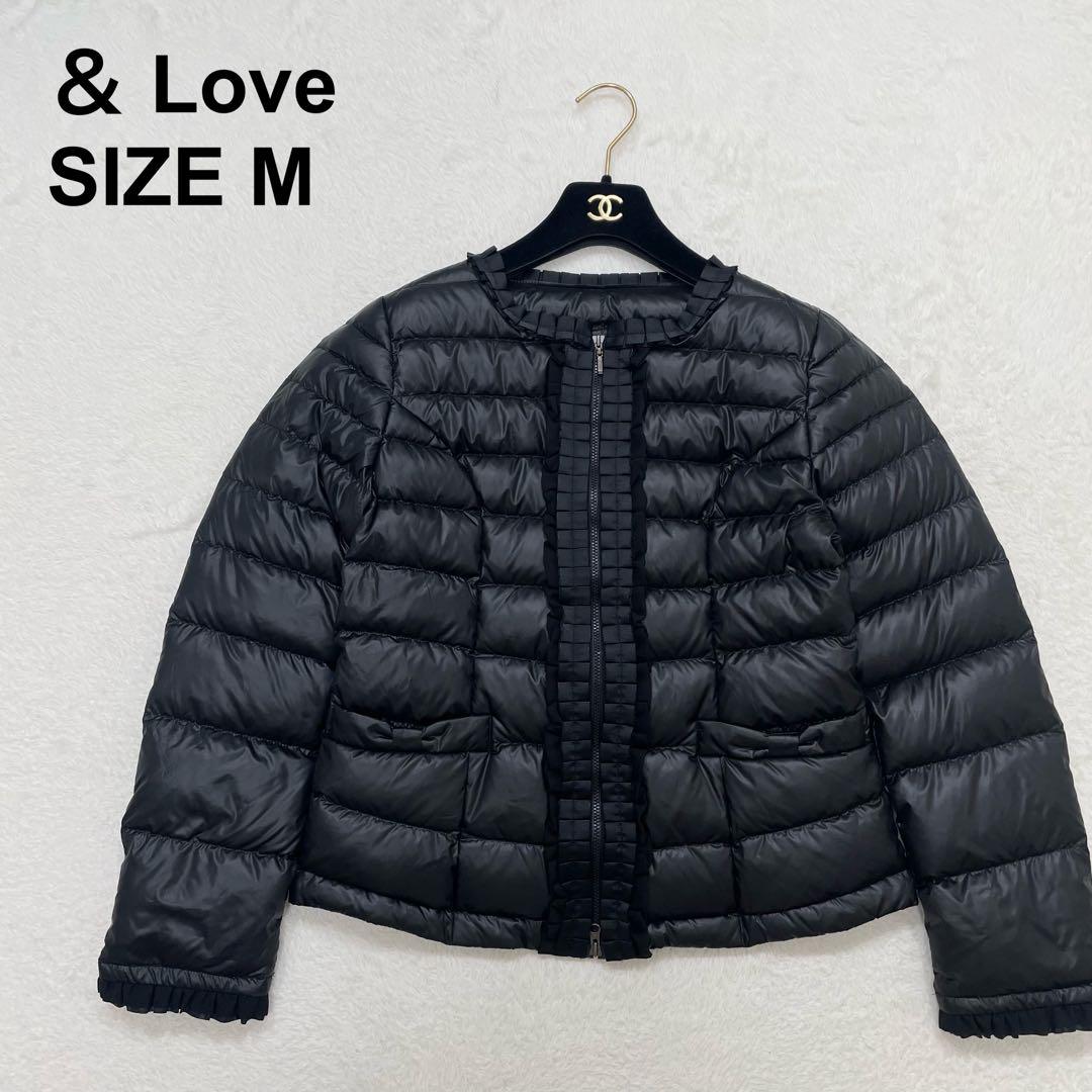 【美品】アンドラブ　ダウンジャケット　グログランリボン　ノーカラー（651）