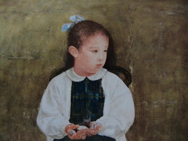 大津英敏、【白いカーディガンの少女】、希少な画集より