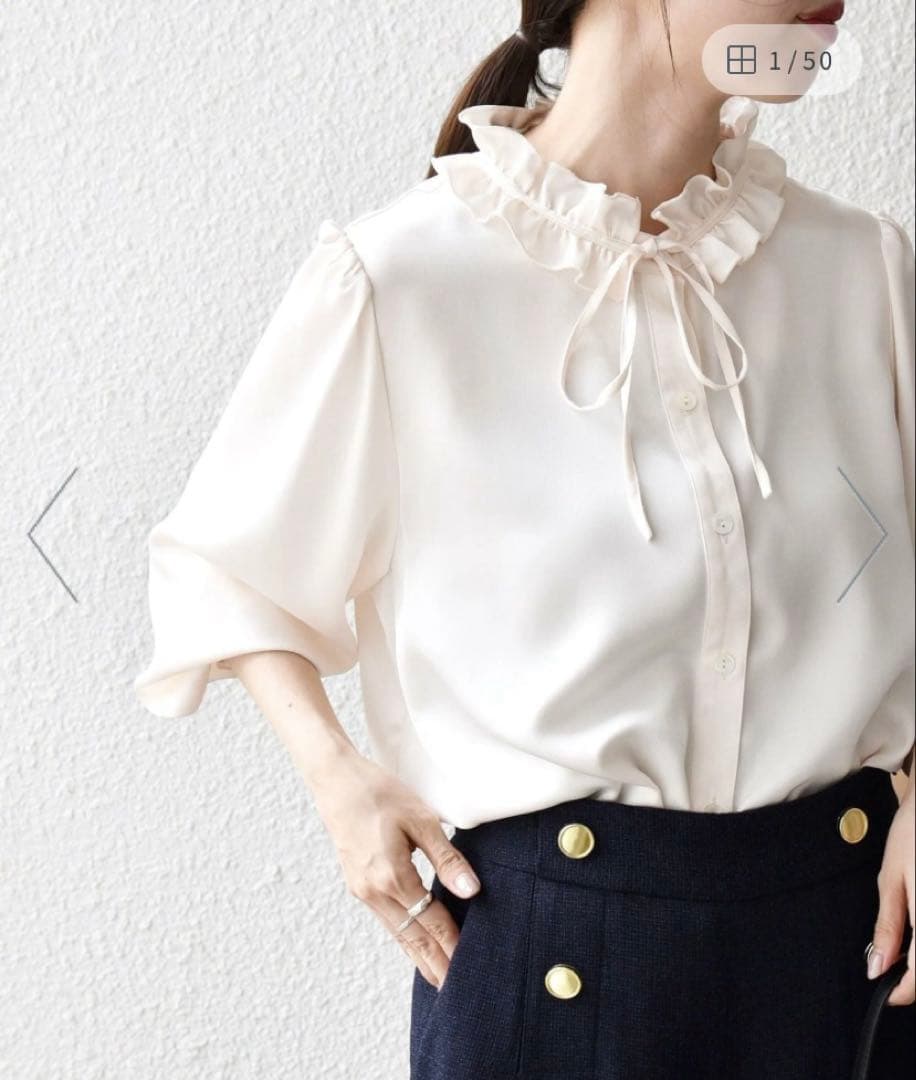 SHIPS any:<洗濯機可能>サテン フリル カラー リボン シャツブラウス SHIPS any:〈洗濯機可能〉サテン フリル カラー リボン シャツ