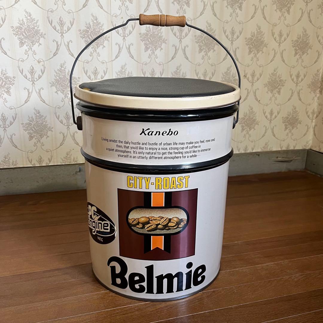 アンティーク】ベルミーコーヒー ペール缶 スツール 昭和レトロ 当時物