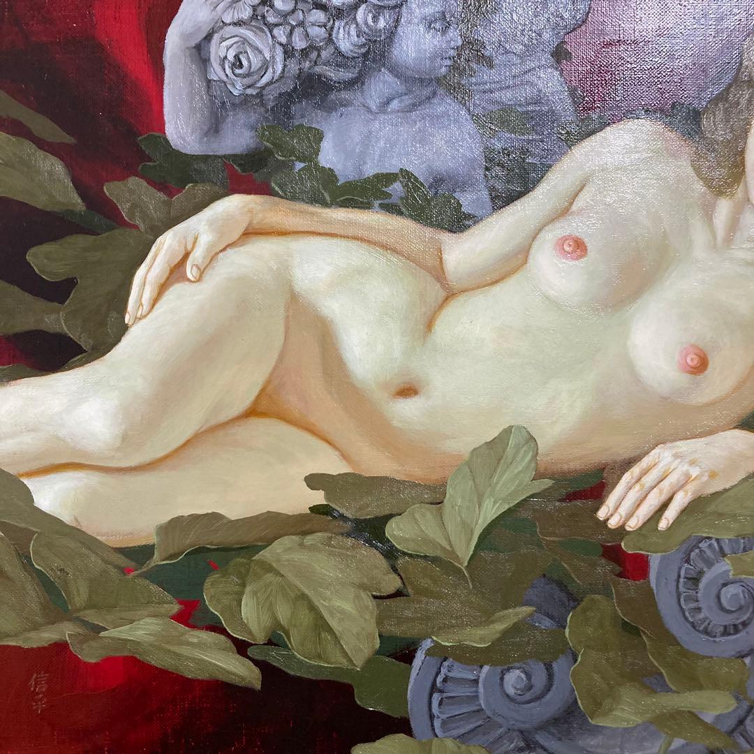 【真作保証】佐々木信平「裸婦」油彩6号 直筆サイン 絵画 美人 裸婦