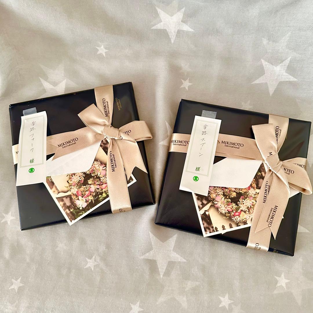 MIKIMOTO　楽器スプーン、フォーク セット 各5本入り パール付き