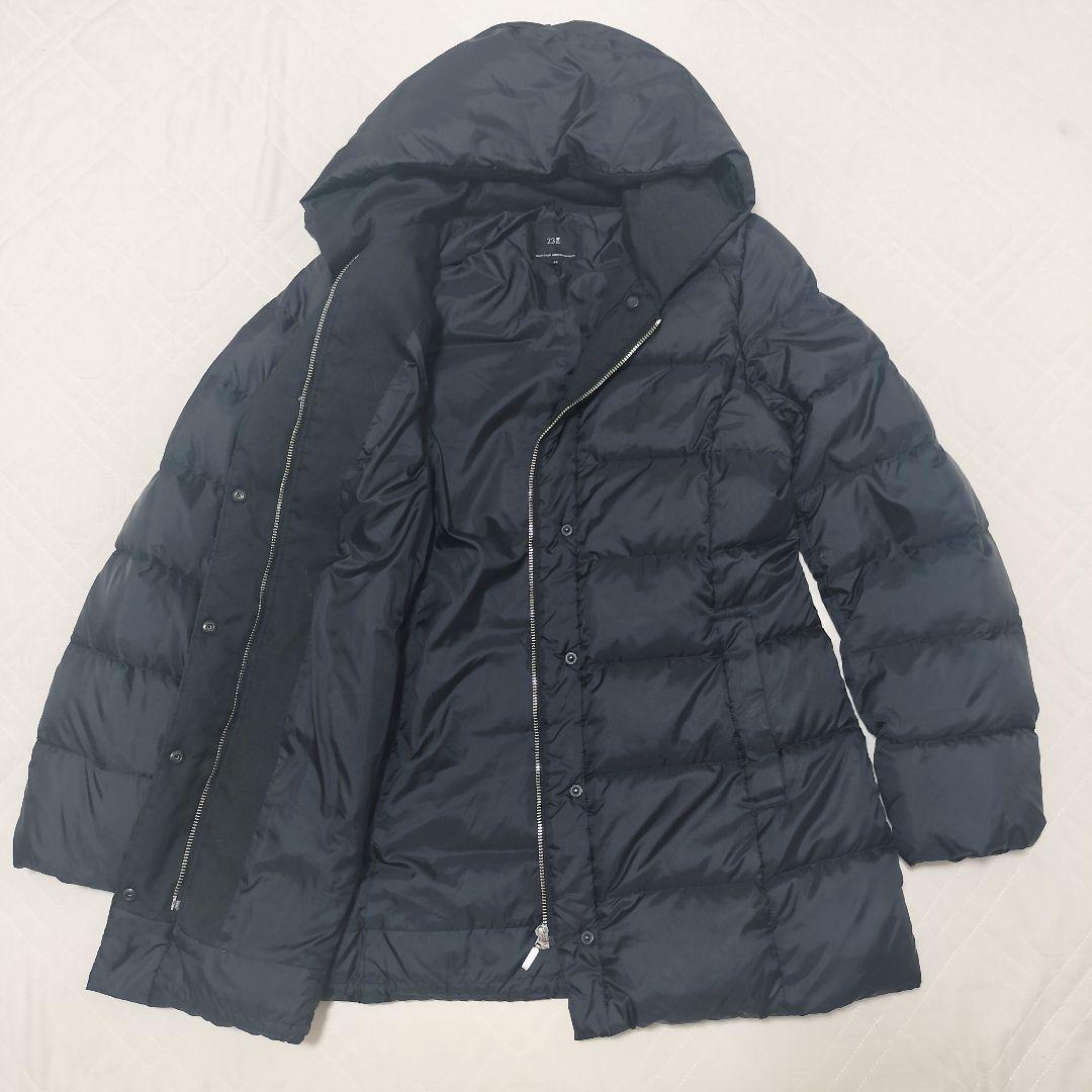 快適ファッション - 23区 洗えるシレータフタフーデッドダウン 黒 38 M