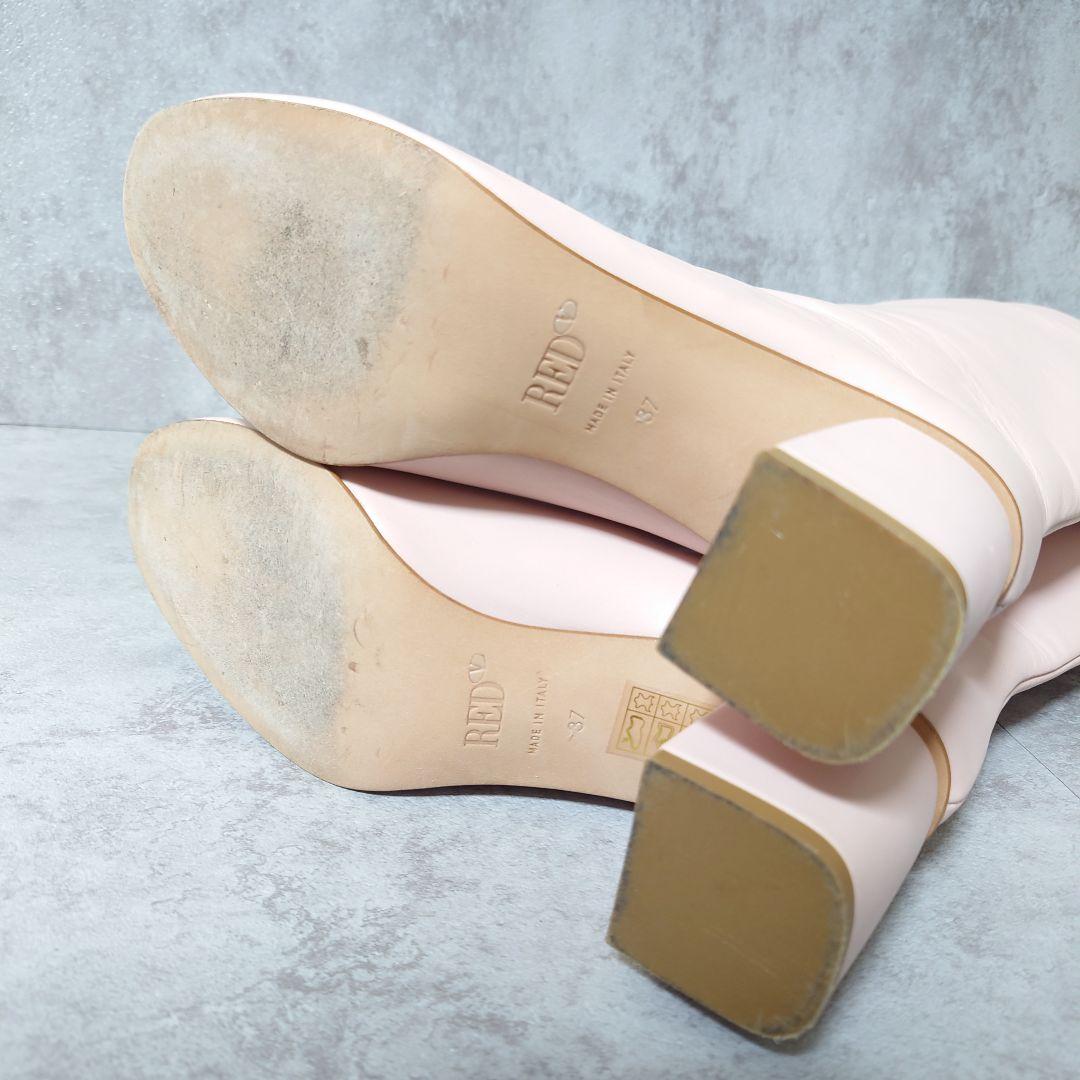 希少良品 レッドヴァレンティノ ロングブーツ37 ピンクベージュ 太ヒール