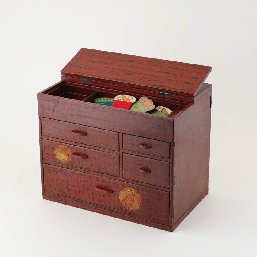 アンティーク小引き出し / 裁縫箱　漆研ぎ出し仕上げ