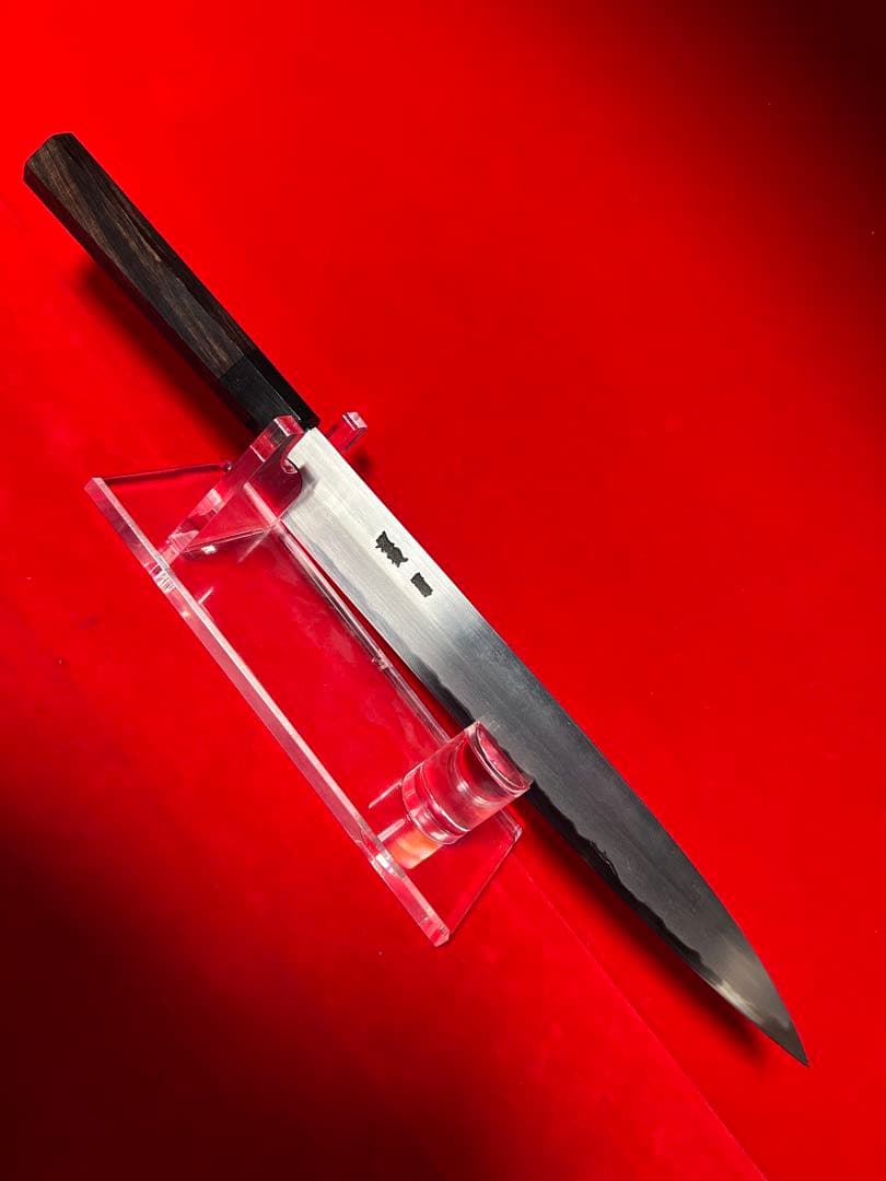 01583 包丁　柳刃　保勝　津軽打刃物　墨流　地肌綺麗　9寸　箱付　未使用品