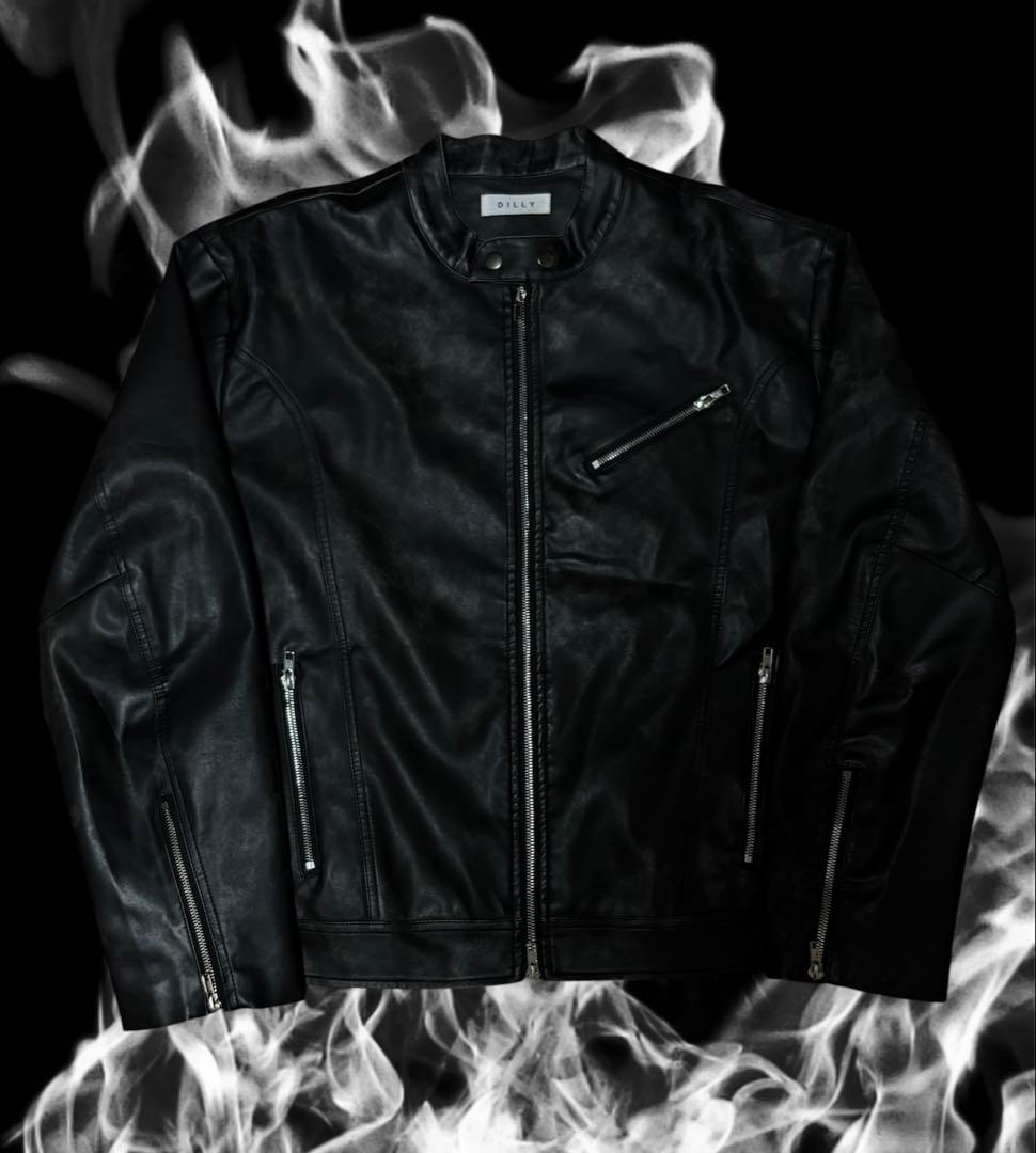 00s archive y2k ギミック レザージャケット グランジ お兄系 黒