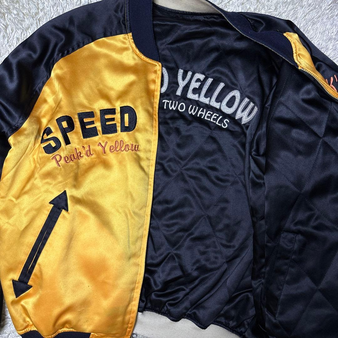 ピークドイエロー SPEED JUNKY リバーシブル スカジャン バイク刺繍