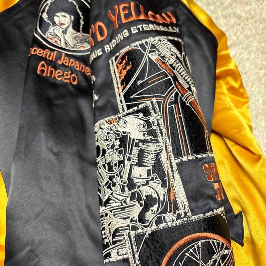 ピークドイエロー SPEED JUNKY リバーシブル スカジャン バイク刺繍