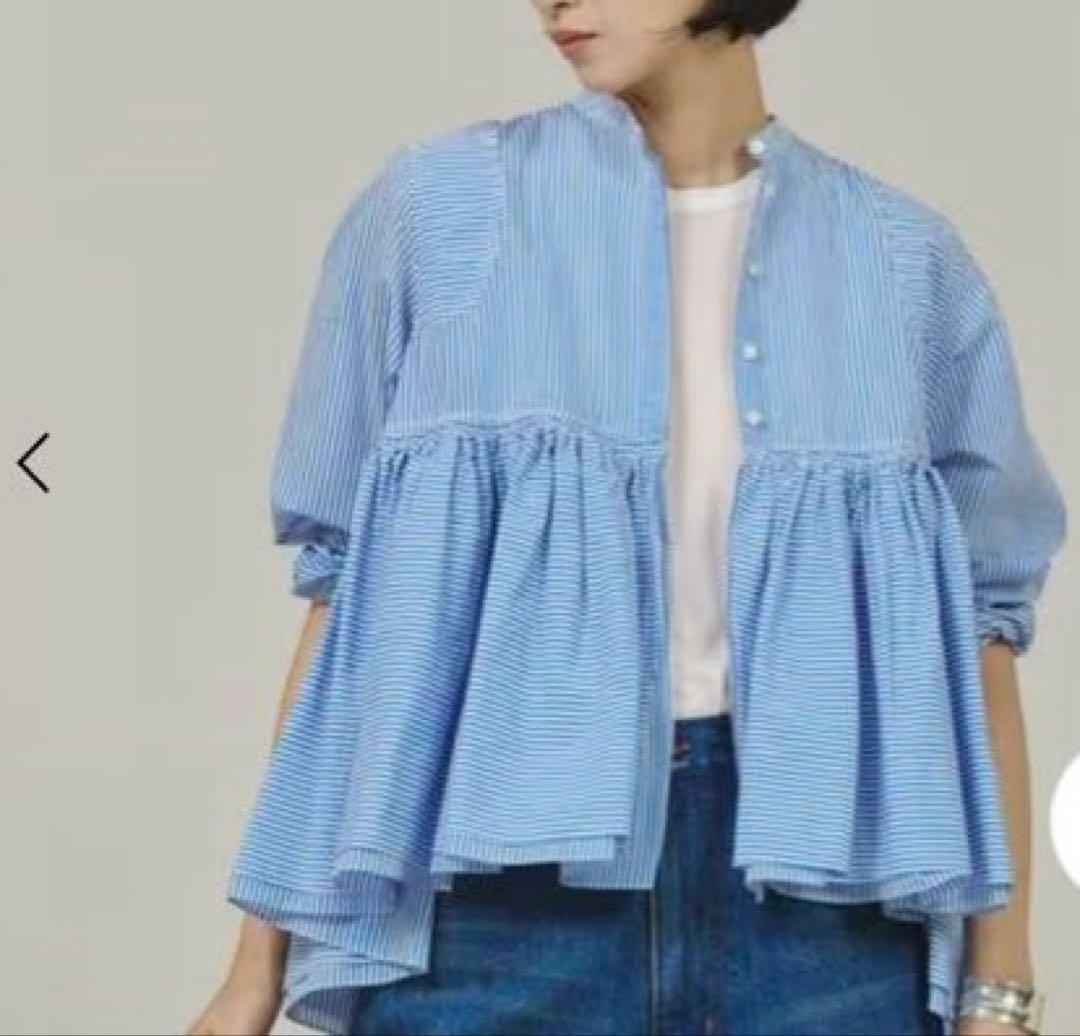 カレンソロジーCurensologyストライプレイヤードギャザーブラウス