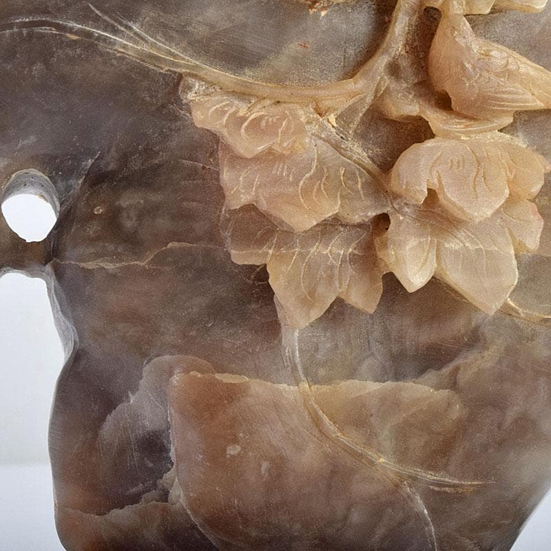 中国 玉石鶏血石彫刻 楼閣山水雕 置物 唐木台付 V R9267 - メルカリ