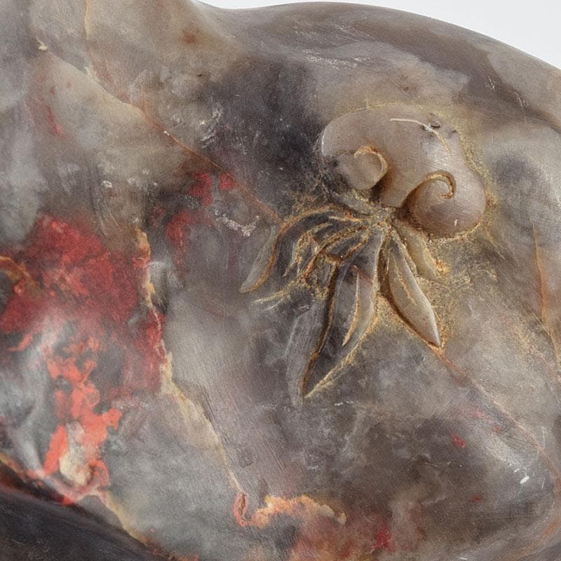 中国 玉石鶏血石彫刻 楼閣山水雕 置物 唐木台付 V R9267 - メルカリ