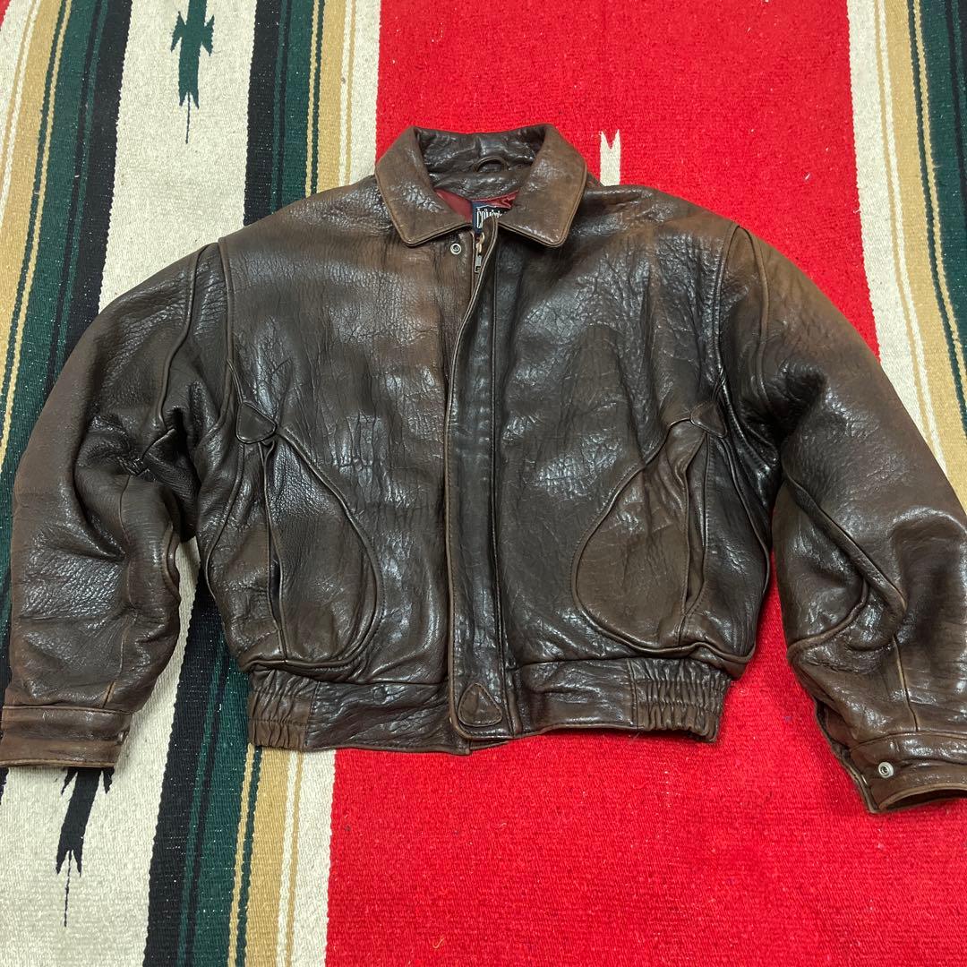 Robertcomstockブラウンa-2ジャケット80s 90s ラム短丈 VINTAGE フライトジャケット A-2 レザージャケット ラムレザー XL相当