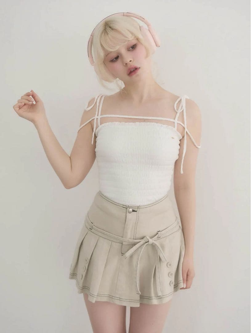 トップス ANDMARY Shirring ribbon camisole AM1371