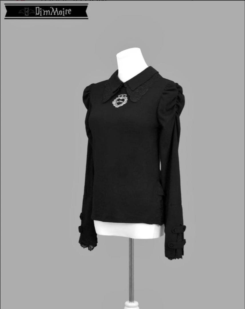 おすましレース襟トップス　ディムモアール　ブラック　Lサイズ