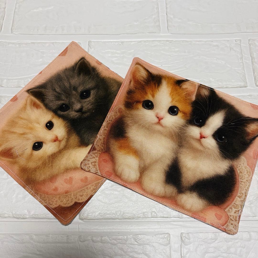 ガーゼハンカチ ハンドメイド パネル生地 猫ちゃん 2枚セット - メルカリ