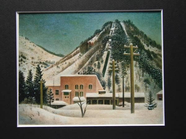 岡鹿之助、【雪の発電所】、希少な大判額装用画集より、美品、日本人画家