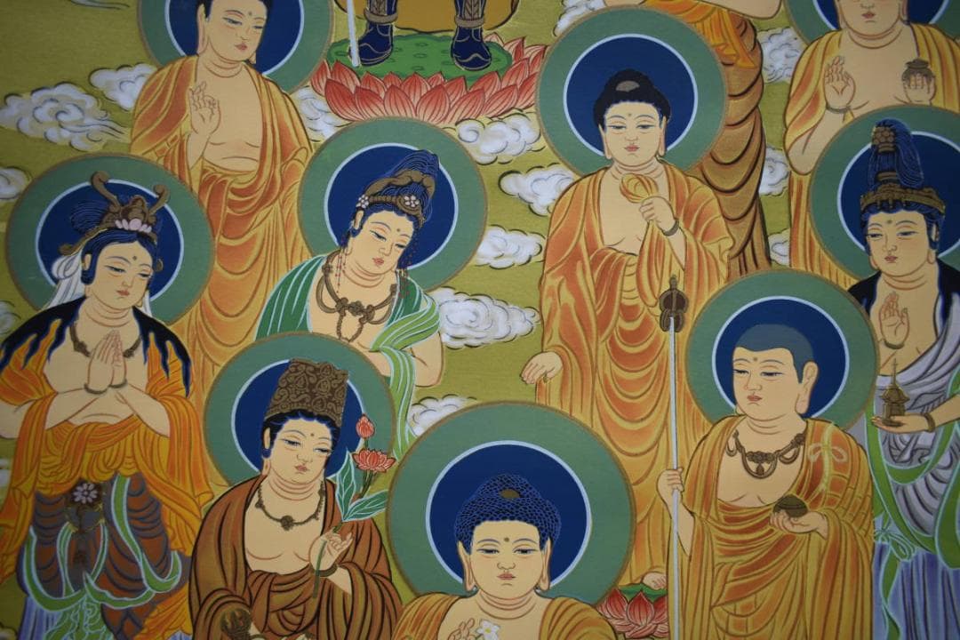 真作/国井幸雪/國井幸雪/十三佛図/桐共箱付/布袋屋掛軸HG-992