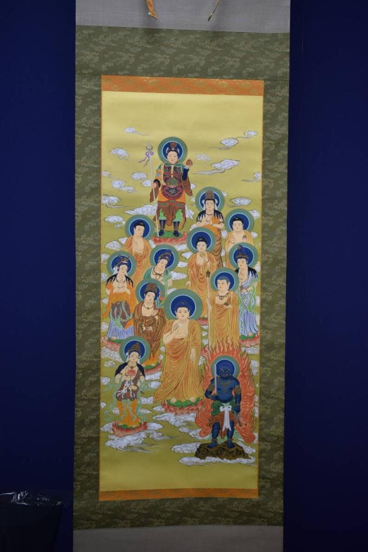 真作/国井幸雪/國井幸雪/十三佛図/桐共箱付/布袋屋掛軸HG-992