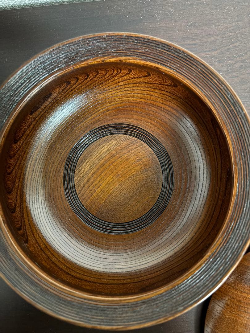 木製 漆器 拭き漆 蓋付き菓子器 日本製 作家物