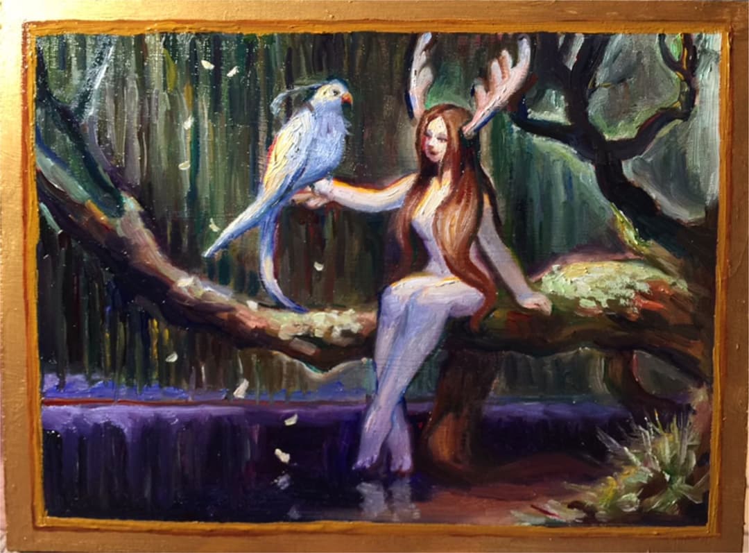 Forest princess 油絵 絵画 原画 手描き 油彩画
