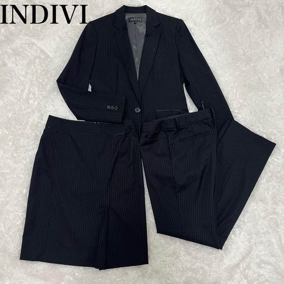 美品✨INDIVI (インディヴィ)ストライプスーツ セットアップ 3点セットM