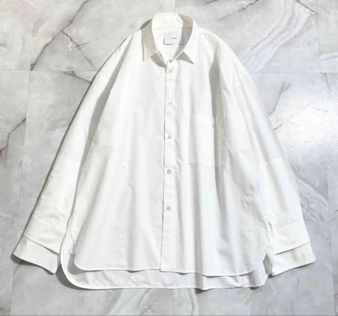 美品 シュタイン オーバーサイズダウンパットシャツ ホワイト M