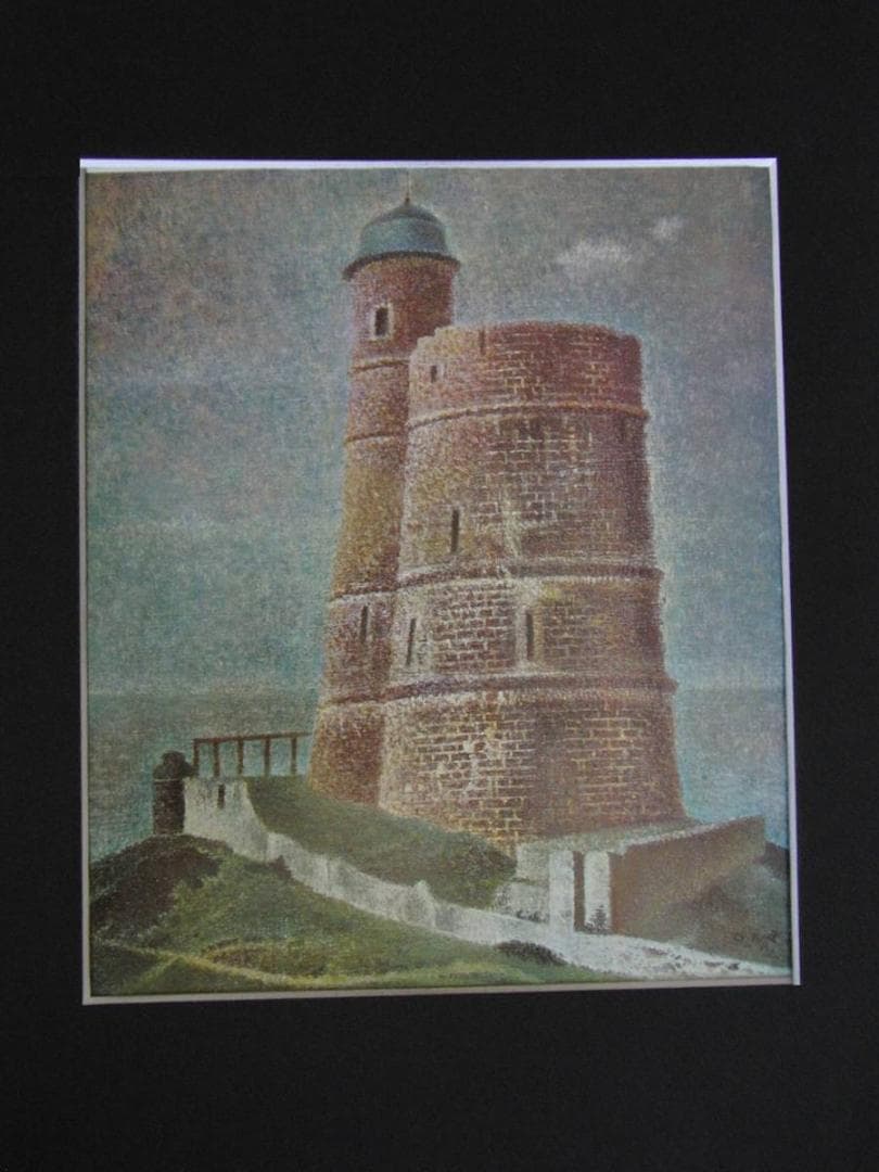 岡鹿之助、【塔】、希少な大判額装用画集より、美品、日本人画家、新品額装付