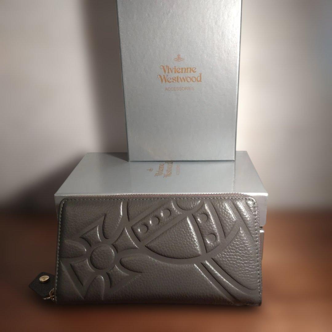 Vivienne Westwood ダークグレーラウンドファスナー長財布 ヴィヴィアンウエストウッド 長財布 グレー ラウンドファスナー