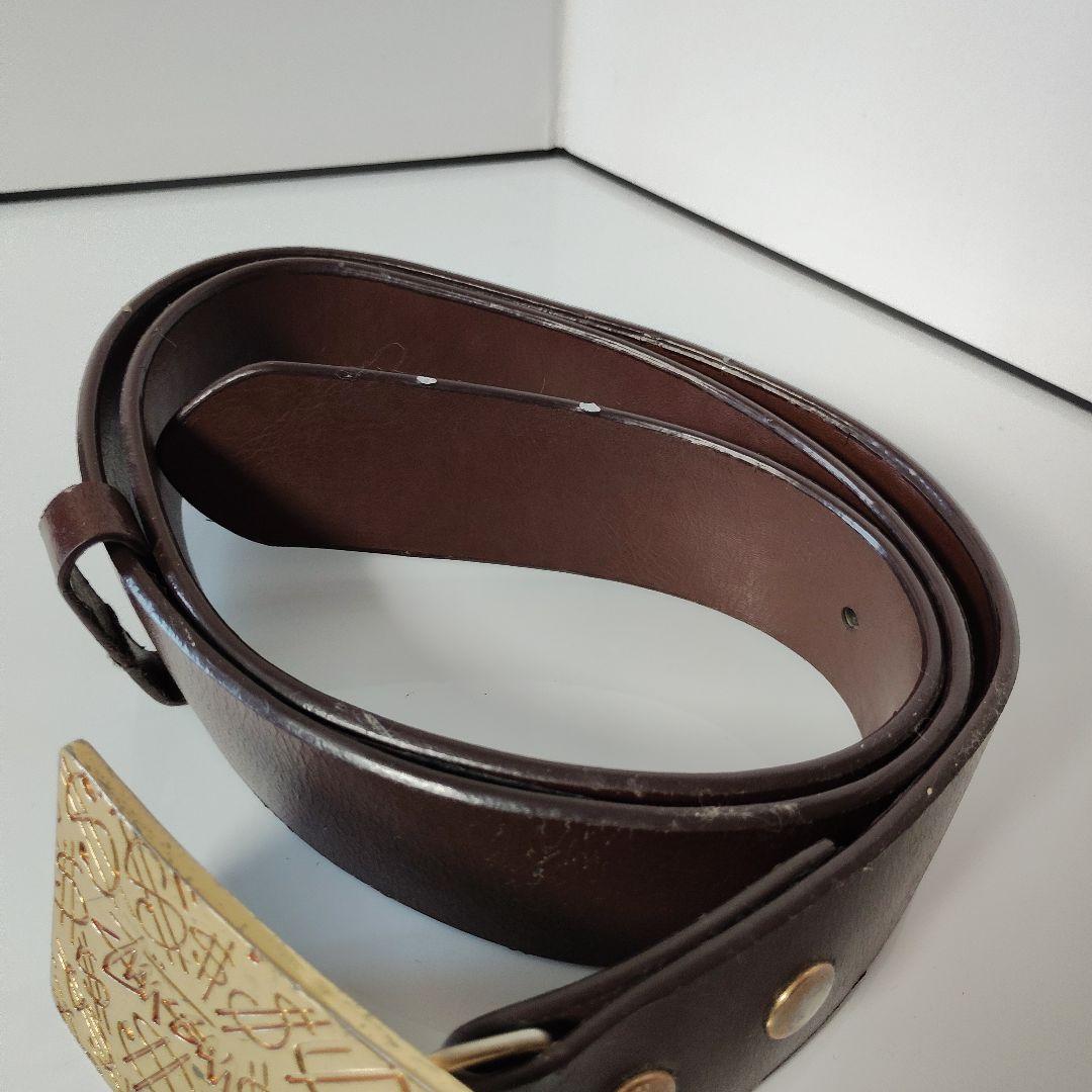 stussy ブラウンレザー ベルト ゴールドバックル - メルカリ