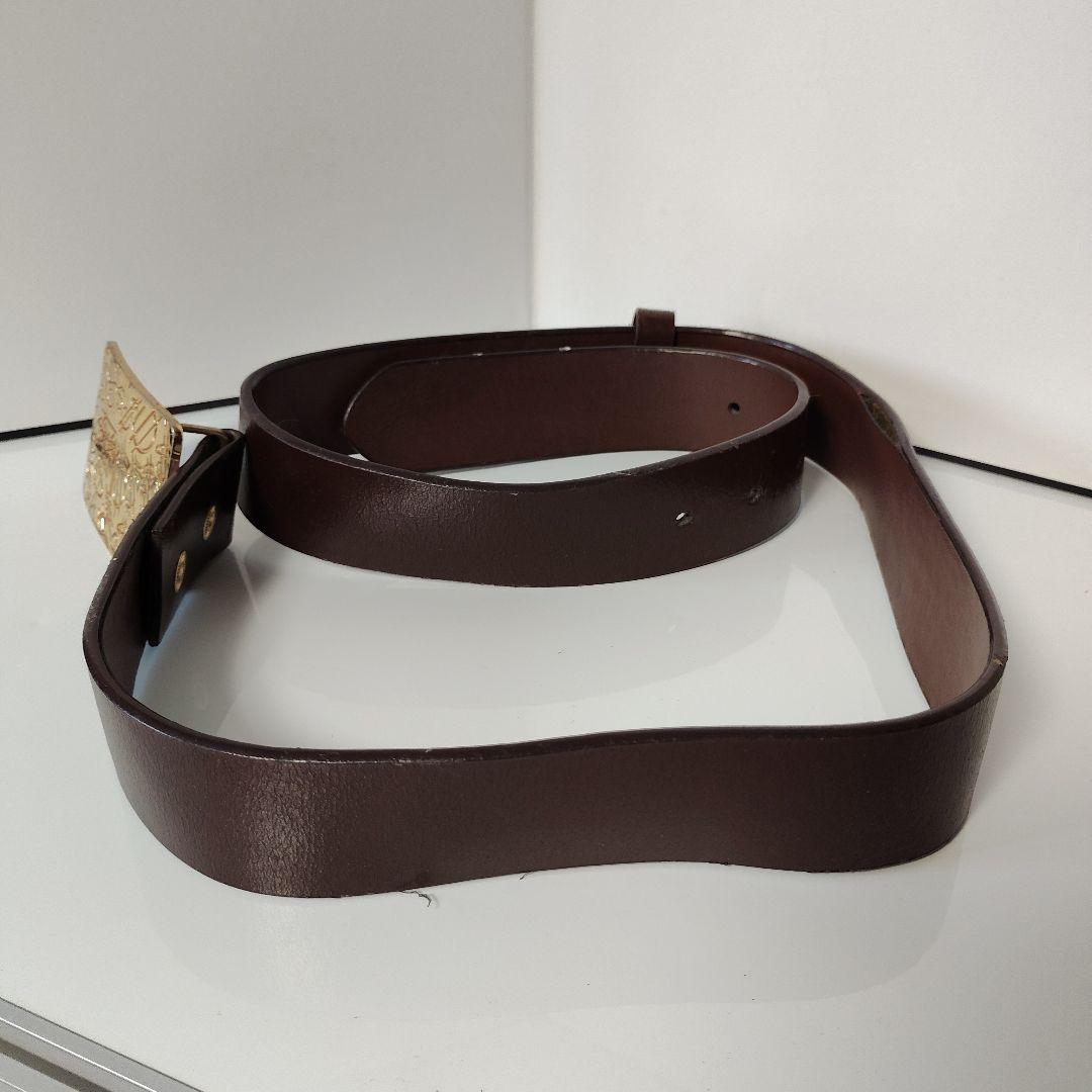 stussy ブラウンレザー ベルト ゴールドバックル - メルカリ