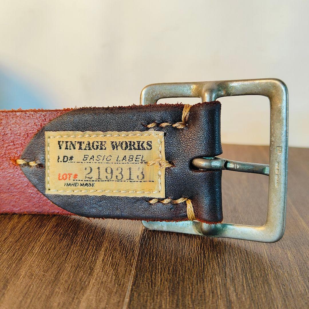 極上品】Vintage Works DH5697 高級茶芯スタッズドレスベルト
