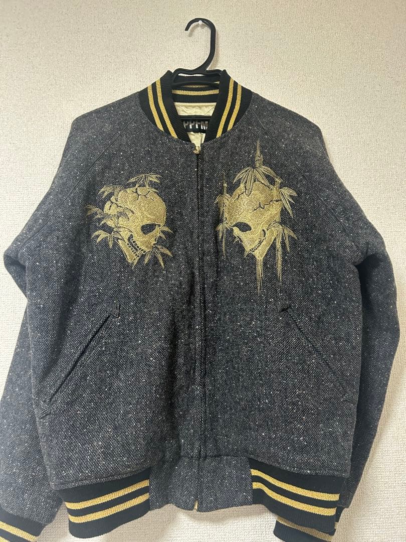 PPFM スカル刺繍 y2k スカジャン　スタジャン　ブルゾン