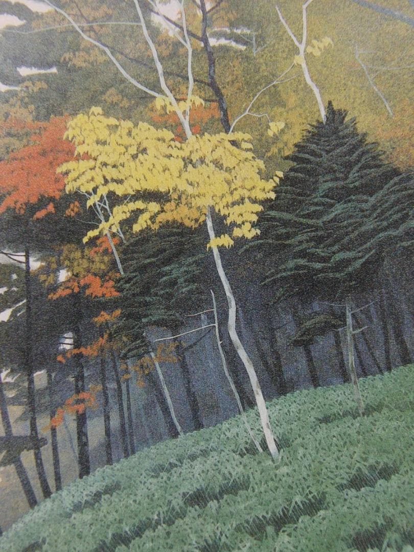 安居由紀夫、【秋霧】、希少な額装用画集より、新品額装付