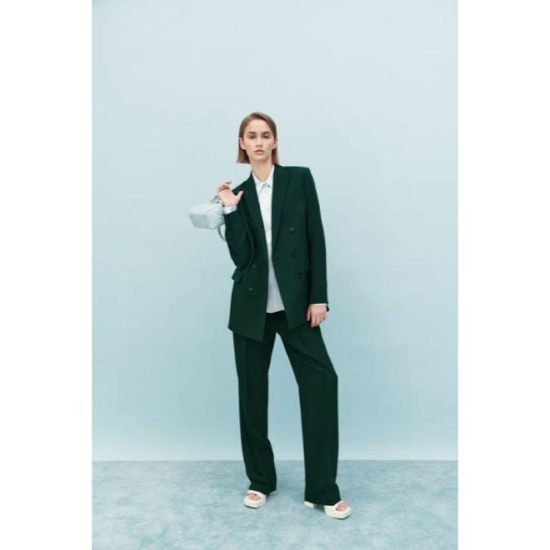 ZARA ダブルブレスト セットアップ スーツ グリーン ザラ - メルカリ