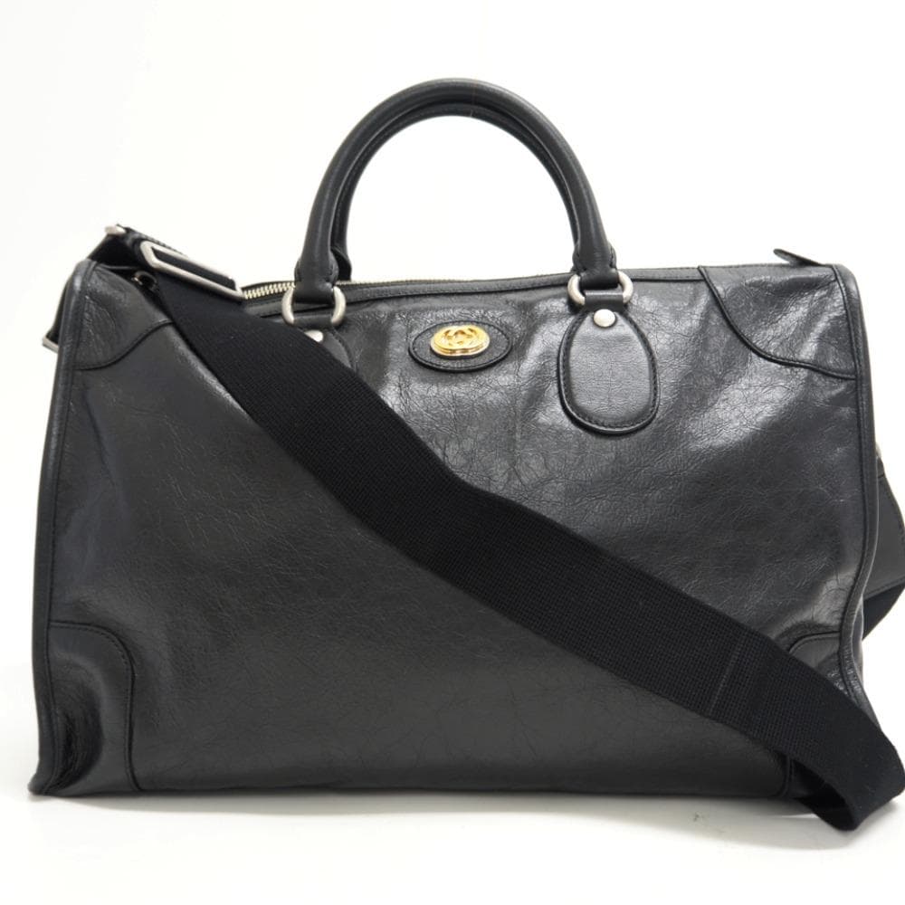 【GUCCI】 レザー2WAY トートバッグ 575820 ブラック