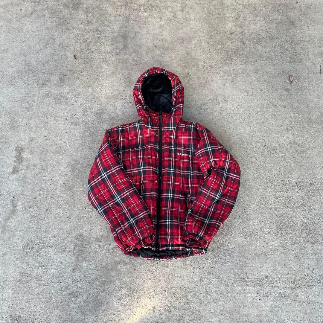 希少Columbia hooded puffer jacketチェック柄y2k - メルカリ
