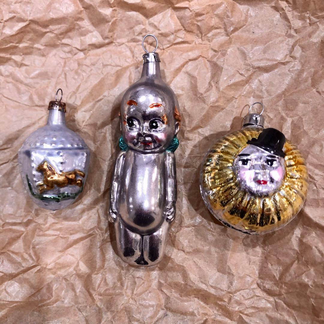 アスティエ ドイツ製　ガラスオーナメント　３点　クリスマスオーナメント