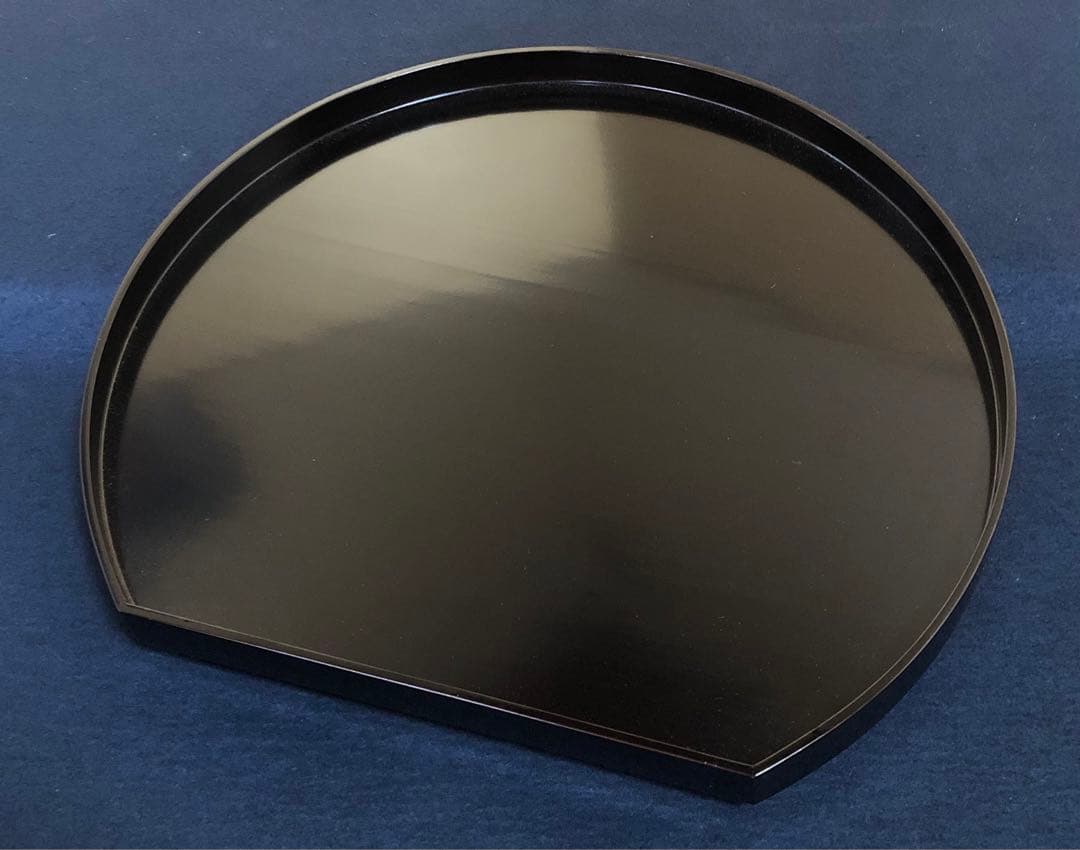 《レ》茶道具 くるみ足 半月折敷膳5客 塗師 寛斎造 共箱 260212け2