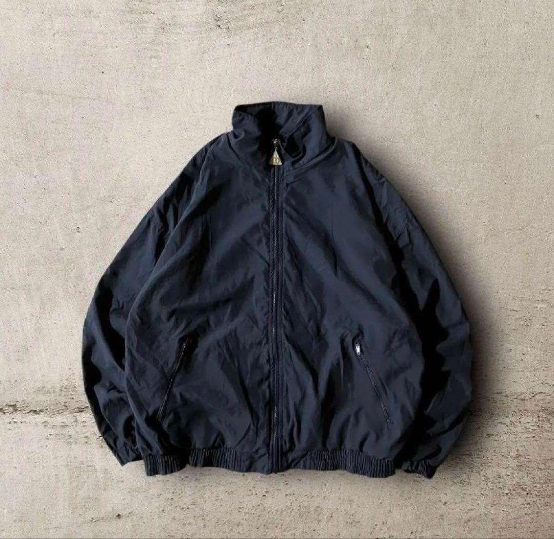 90sウィルソンWilsonナイロンジャケット刺繍ロゴ短丈ノームコア紺