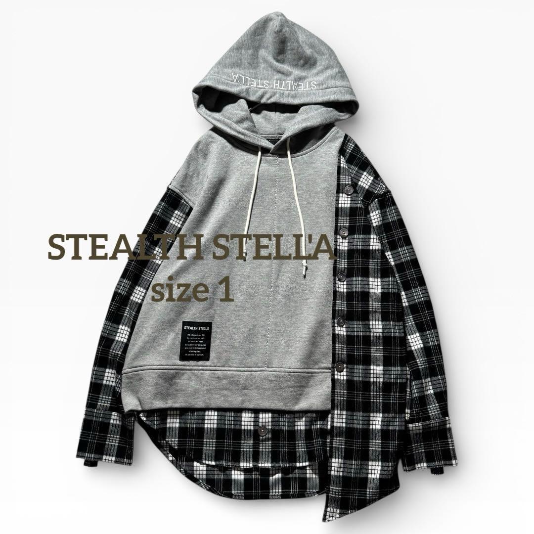 1777◆ステルスステラ 異素材ドッキングパーカー アシンメトリー