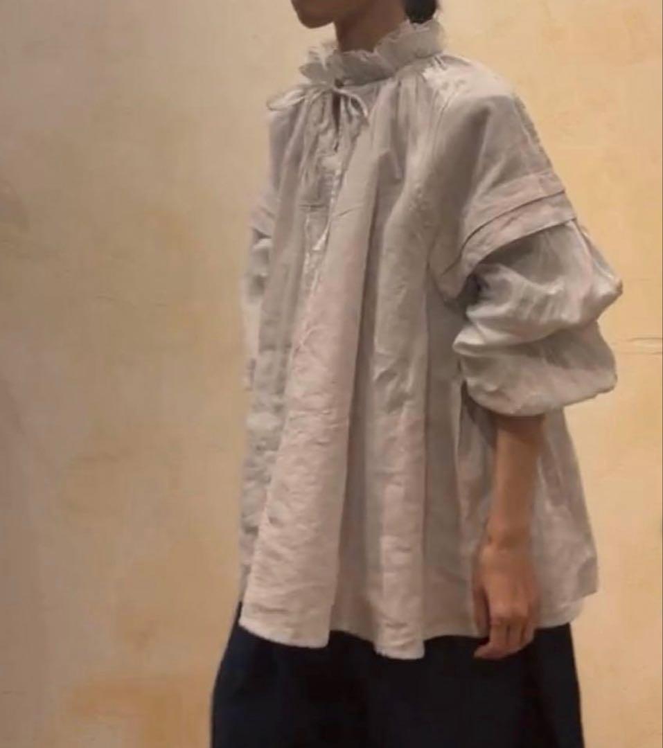 ネストローブ　リネンラミーフリル2wayブラウス