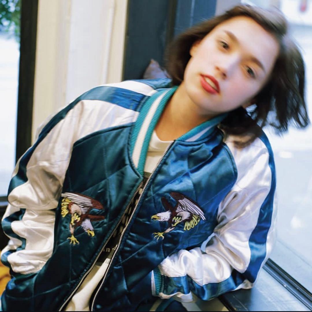 Schott×FTCリバーシブルスカジャン 青/白 鷲刺繍